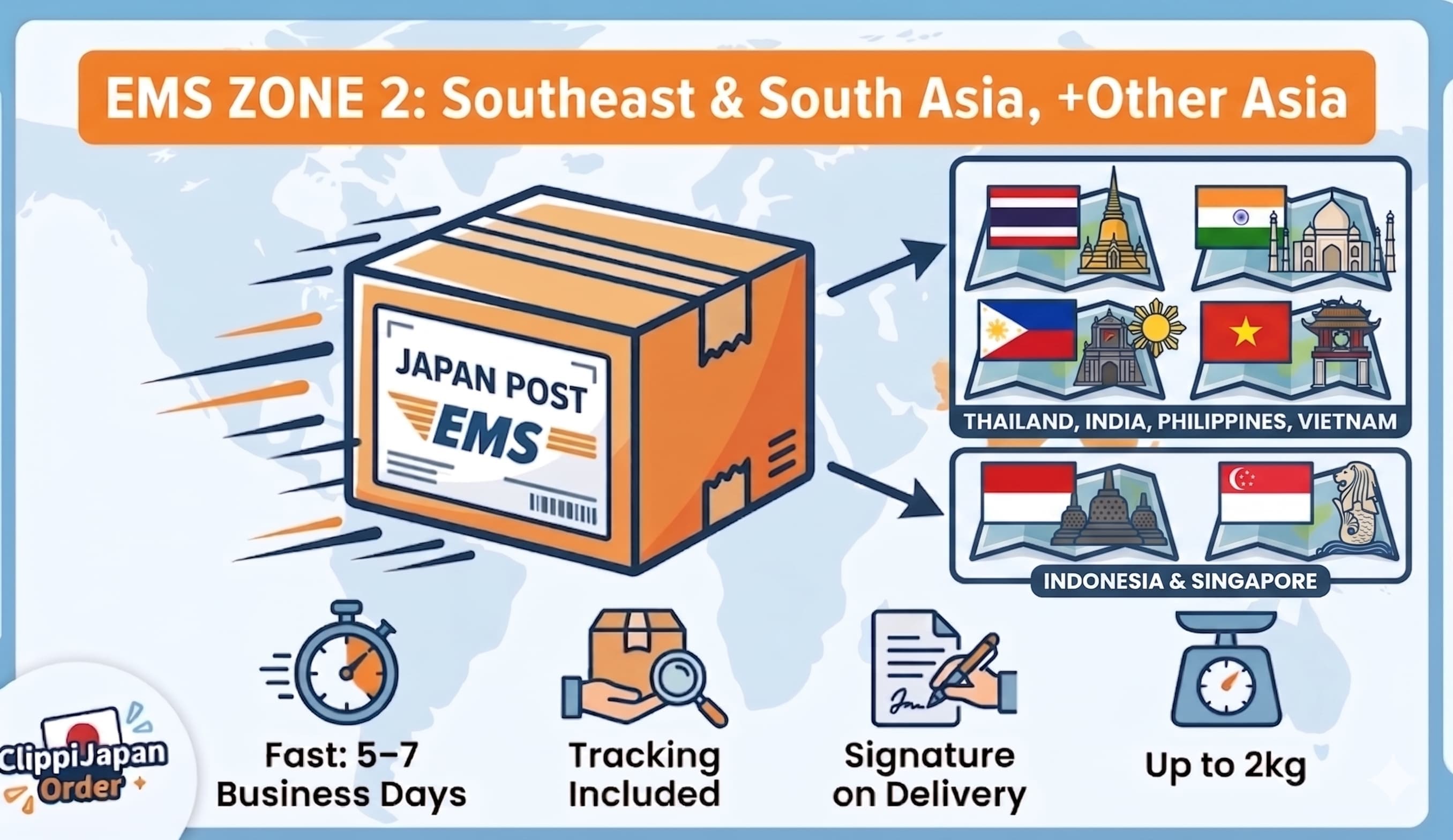 EMS Delivery — Zone 2 (Thailand, Singapore, Malaysia & Asia)