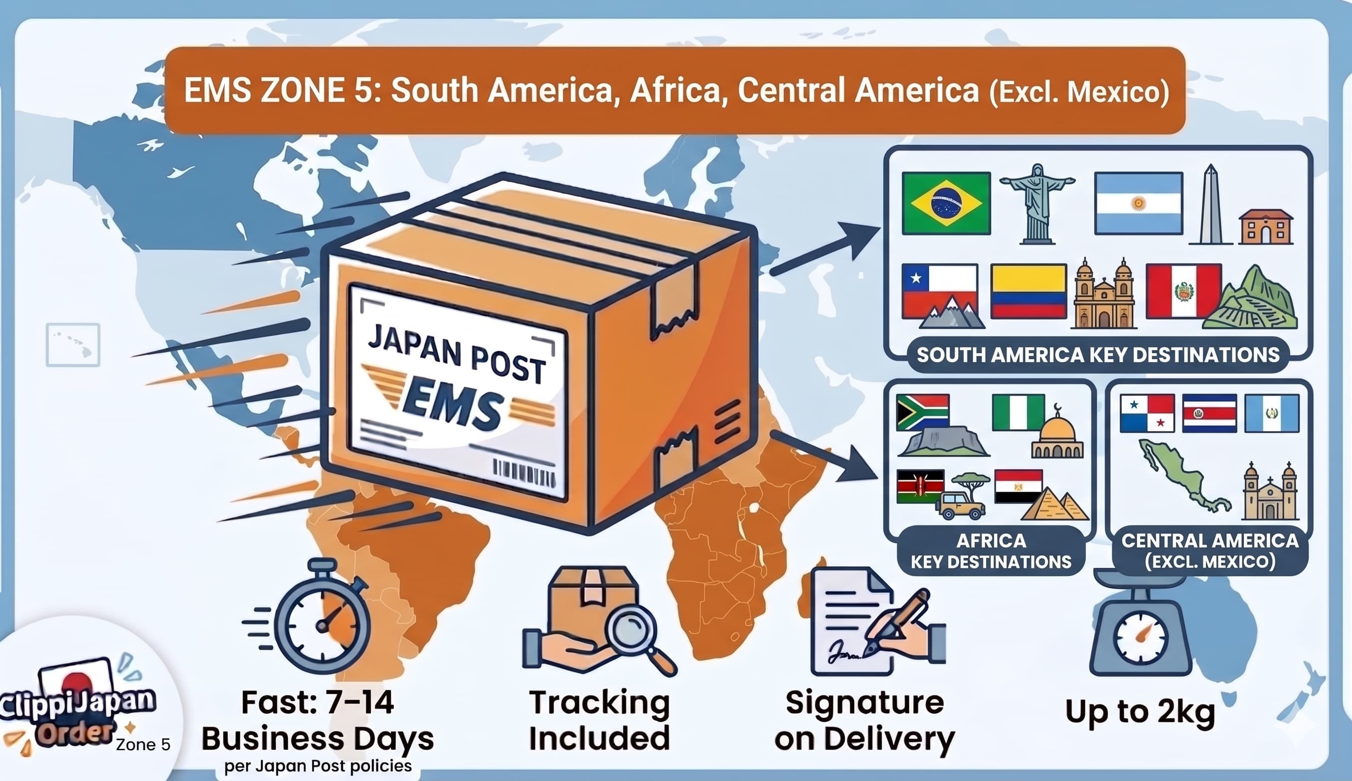 EMS Delivery — Zone 5 (South America & Africa)